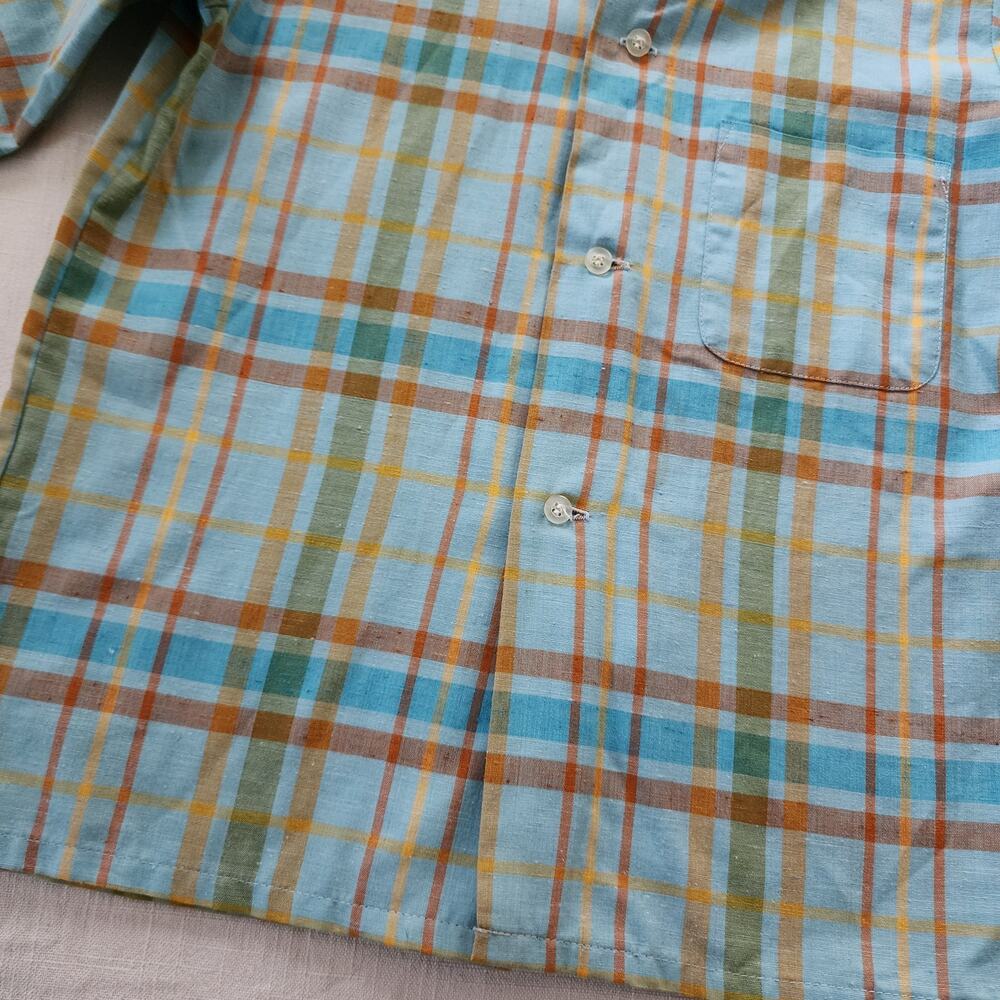 Vintage Ocean Plaid Buttondown kids 8/10 - Picture 3 of 7